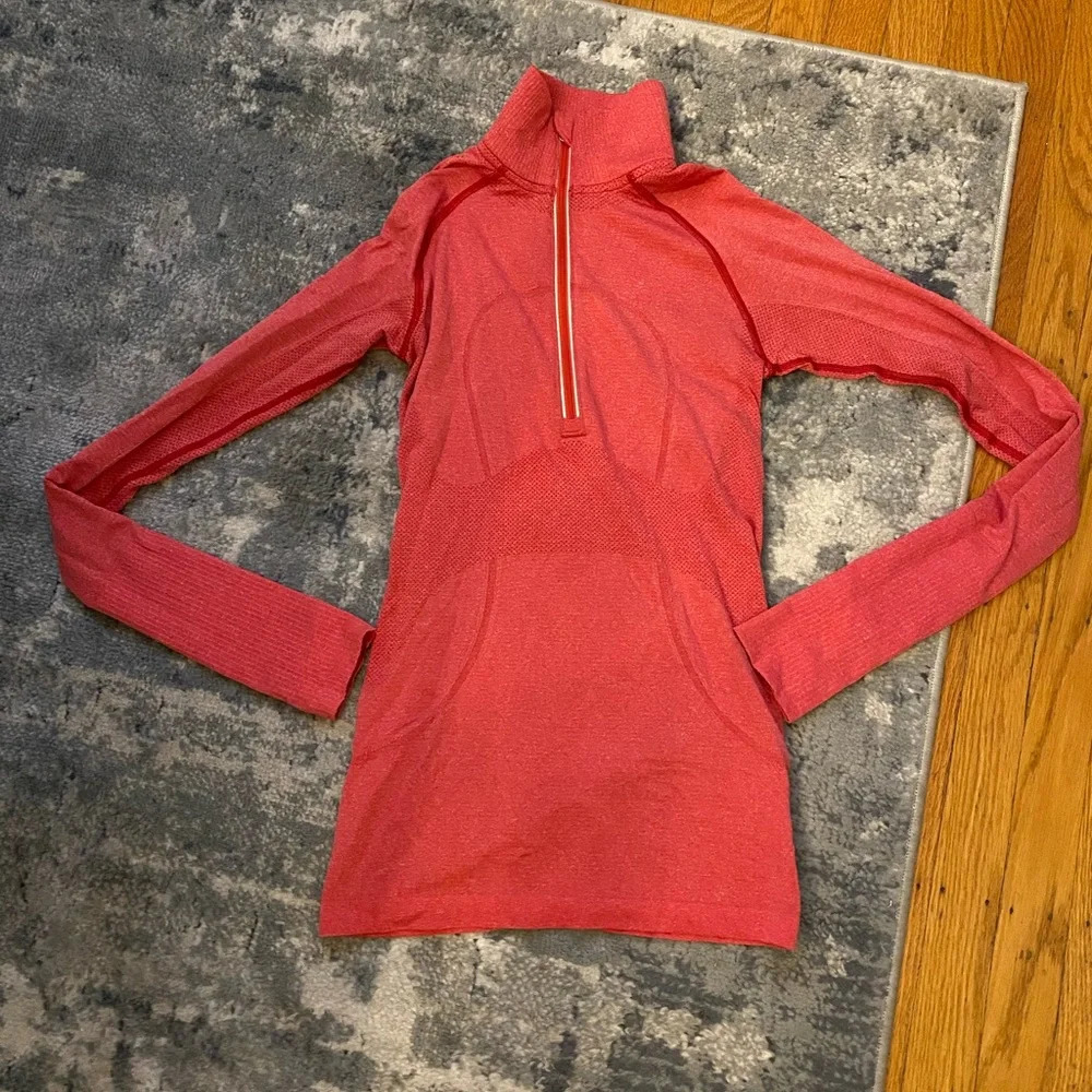Lululemon Run: Swiftly Tech 1/2 Zip, Sun-washed Redish Pink, SZ 4